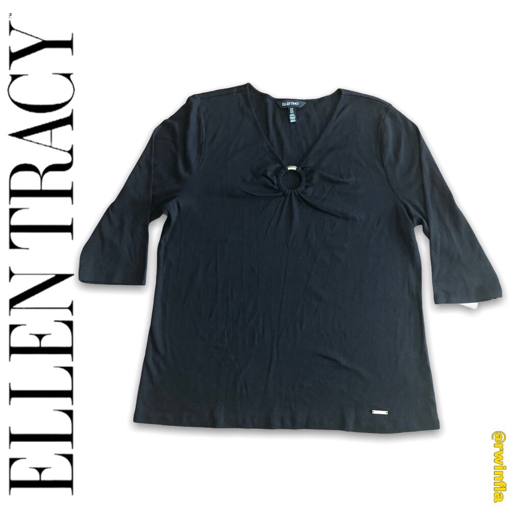 Ellen Tracy 2X Black Tunic Shirt Cotton Essential Layer NWT